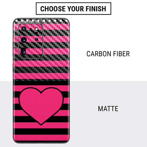 Polka Dots and Stripes Heart in Pink Galaxy S20 Ultra 5G Skin