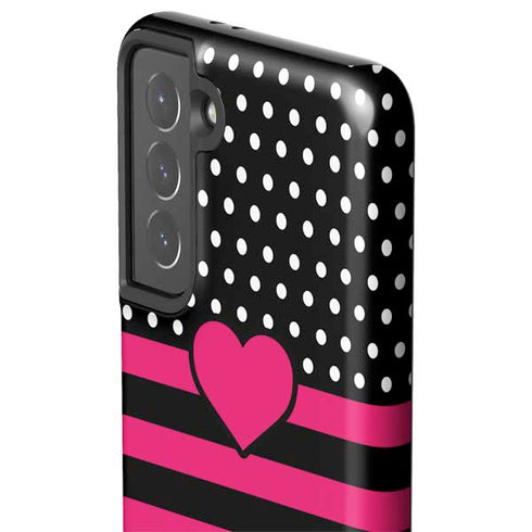 Polka Dots and Stripes Heart in Pink Galaxy S21 5G Pro Case