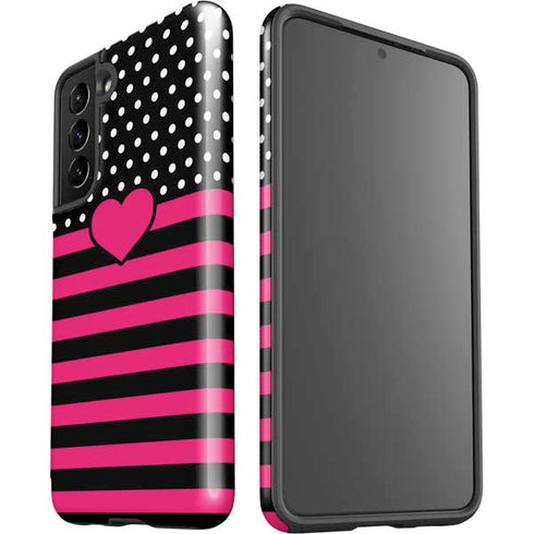 Polka Dots and Stripes Heart in Pink Galaxy S21 5G Pro Case