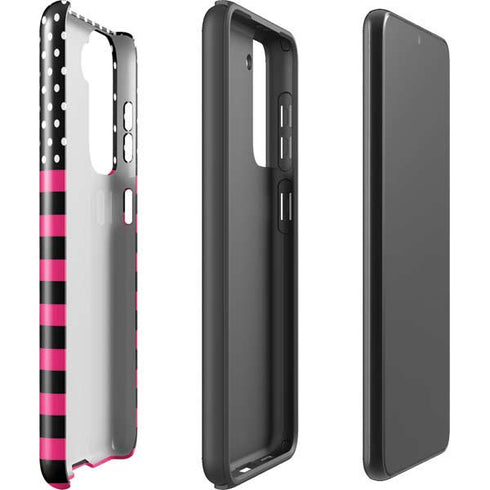 Polka Dots and Stripes Heart in Pink Galaxy S21 FE Pro Case