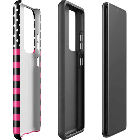 Polka Dots and Stripes Heart in Pink Galaxy S21 Ultra 5G Pro Case