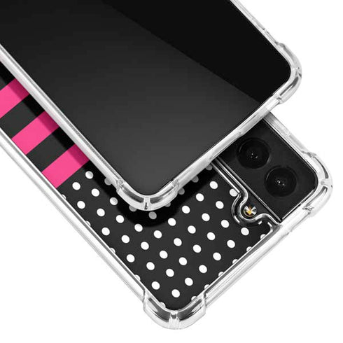 Polka Dots and Stripes Heart in Pink Galaxy S22 Clear Case