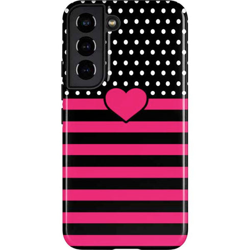 Polka Dots and Stripes Heart in Pink Galaxy S22 Pro Case