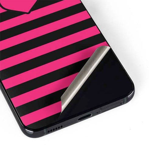 Polka Dots and Stripes Heart in Pink Galaxy S22 Skin