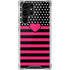 Polka Dots and Stripes Heart in Pink Galaxy S22 Ultra Clear Case