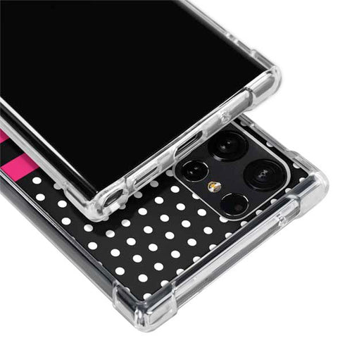 Polka Dots and Stripes Heart in Pink Galaxy S22 Ultra Clear Case