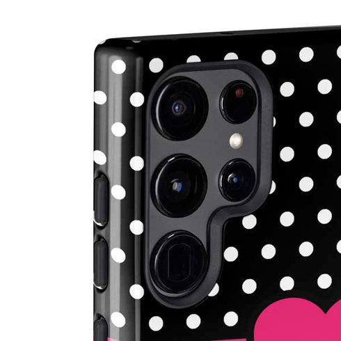 Polka Dots and Stripes Heart in Pink Galaxy S22 Ultra Pro Case