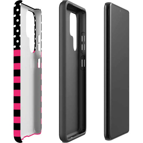 Polka Dots and Stripes Heart in Pink Galaxy S22 Ultra Pro Case