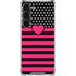 Polka Dots and Stripes Heart in Pink Galaxy S23 Clear Case