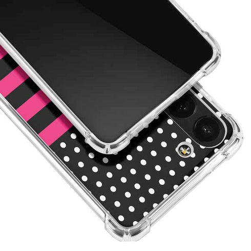 Polka Dots and Stripes Heart in Pink Galaxy S23 Clear Case