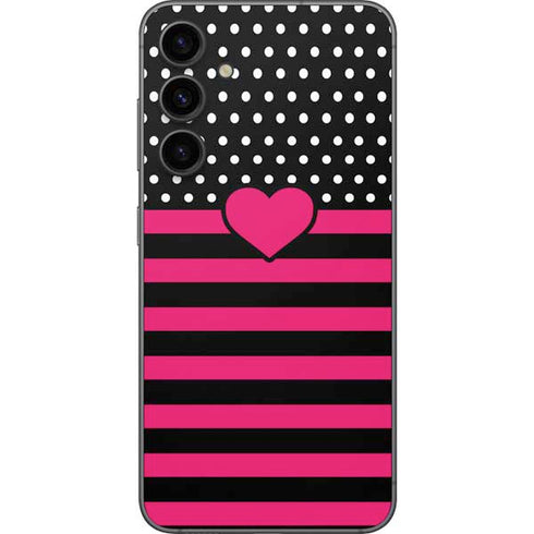 Polka Dots and Stripes Heart in Pink Galaxy S23 FE Skin