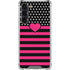 Polka Dots and Stripes Heart in Pink Galaxy S23 Plus Clear Case