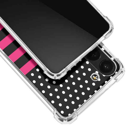 Polka Dots and Stripes Heart in Pink Galaxy S23 Plus Clear Case
