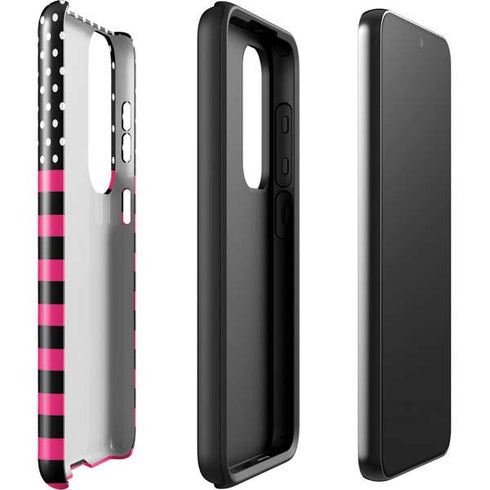 Polka Dots and Stripes Heart in Pink Galaxy S23 Plus Pro Case