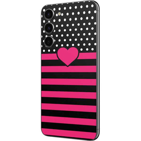 Polka Dots and Stripes Heart in Pink Galaxy S23 Plus Skin