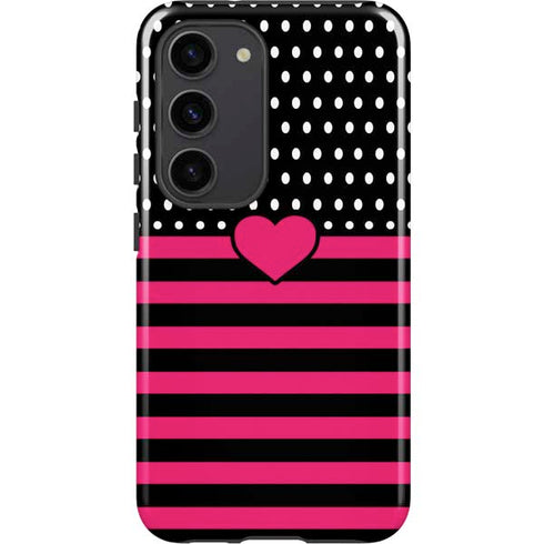 Polka Dots and Stripes Heart in Pink Galaxy S23 Pro Case