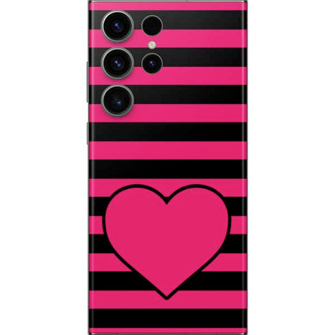 Polka Dots and Stripes Heart in Pink Galaxy S23 Ultra Skin