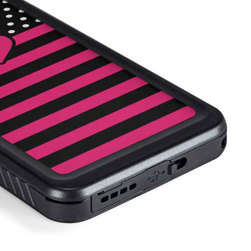 Polka Dots and Stripes Heart in Pink Galaxy S23 Waterproof Case