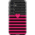 Polka Dots and Stripes Heart in Pink Galaxy S24 Impact Case