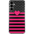 Polka Dots and Stripes Heart in Pink Galaxy S24 Plus Clear Case