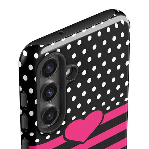 Polka Dots and Stripes Heart in Pink Galaxy S24 Plus Impact Case