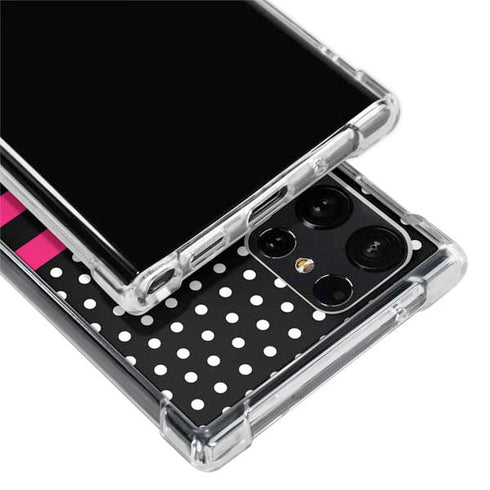 Polka Dots and Stripes Heart in Pink Galaxy S24 Ultra Clear Case
