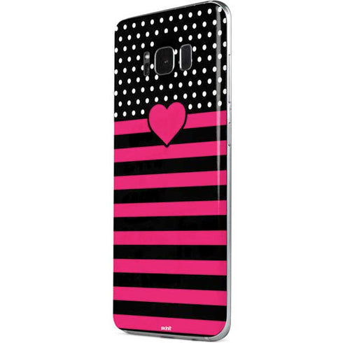 Polka Dots and Stripes Heart in Pink Galaxy S8 Plus Skin