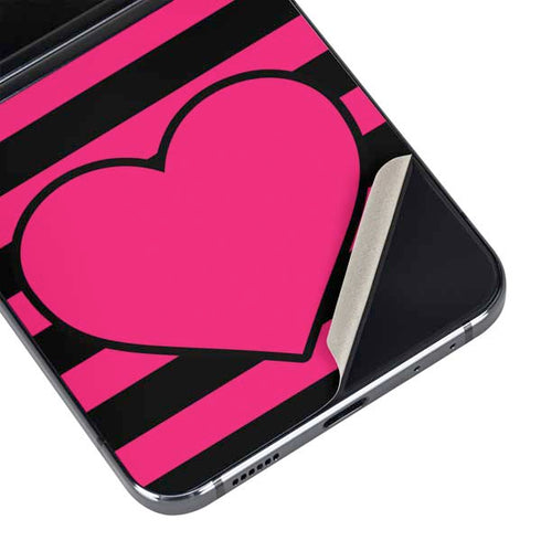 Polka Dots and Stripes Heart in Pink Galaxy Z Flip5 5G Skin