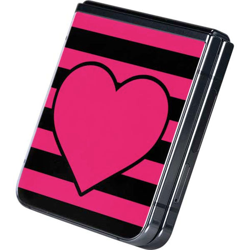 Polka Dots and Stripes Heart in Pink Galaxy Z Flip5 5G Skin