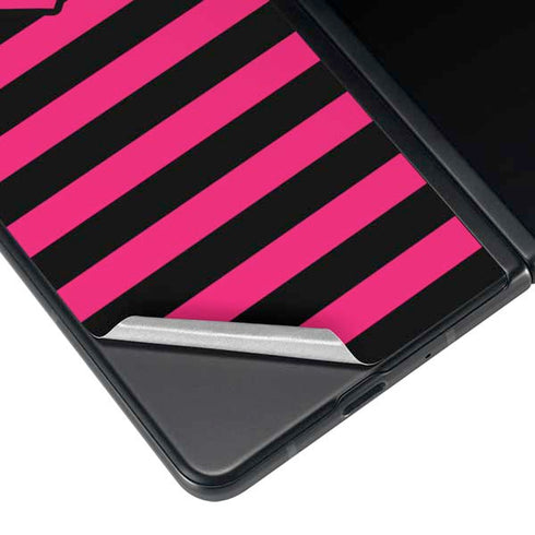 Polka Dots and Stripes Heart in Pink Galaxy Z Fold3 5G Skin