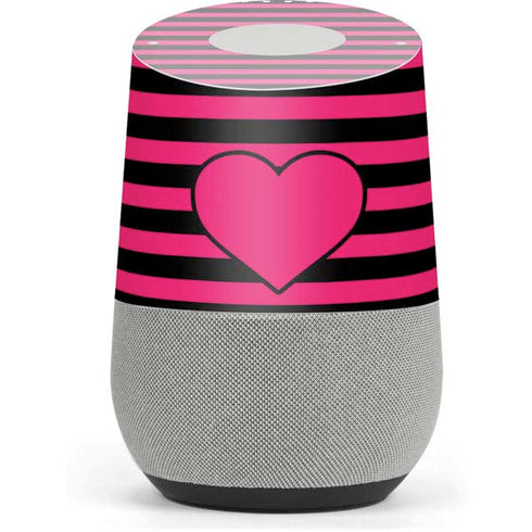 Polka Dots and Stripes Heart in Pink Google Home Skin