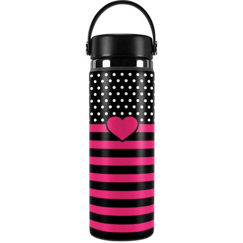 Polka Dots and Stripes Heart in Pink Hydro Flask 20oz Wide Mouth Skin