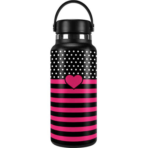 Polka Dots and Stripes Heart in Pink Hydro Flask 32oz Wide Mouth Skin