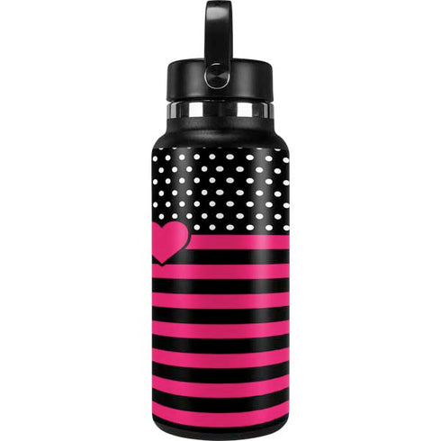 Polka Dots and Stripes Heart in Pink Hydro Flask 32oz Wide Mouth Skin