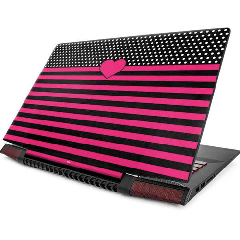 Polka Dots and Stripes Heart in Pink Lenovo IdeaPad Skin