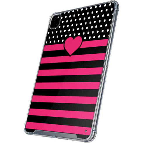 Polka Dots and Stripes Heart in Pink iPad Pro 12.9in (2020) Clear Case