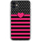 Polka Dots and Stripes Heart in Pink iPhone 11 Clear Case