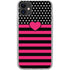 Polka Dots and Stripes Heart in Pink iPhone 11 Clear Case