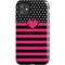 Polka Dots and Stripes Heart in Pink iPhone 11 Impact Case