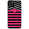 Polka Dots and Stripes Heart in Pink iPhone 11 Pro Clear Case