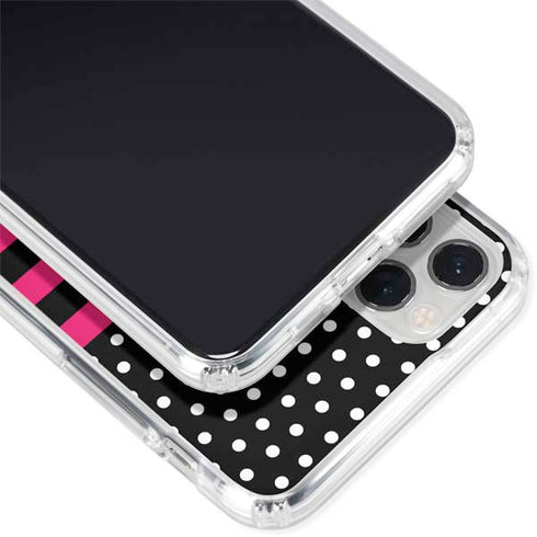 Polka Dots and Stripes Heart in Pink iPhone 11 Pro Clear Case