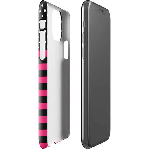 Polka Dots and Stripes Heart in Pink iPhone 11 Pro Lite Case
