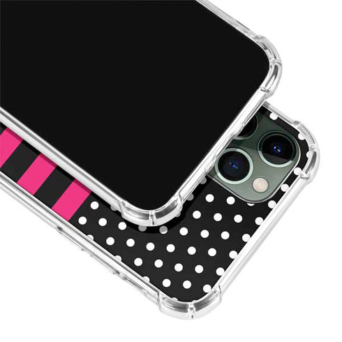 Polka Dots and Stripes Heart in Pink iPhone 11 Pro Max Clear Case