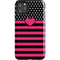Polka Dots and Stripes Heart in Pink iPhone 11 Pro Max Impact Case