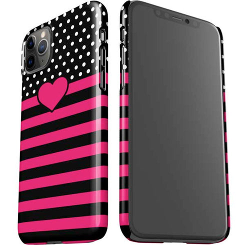 Polka Dots and Stripes Heart in Pink iPhone 11 Pro Max Lite Case