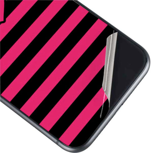 Polka Dots and Stripes Heart in Pink iPhone 11 Skin