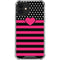 Polka Dots and Stripes Heart in Pink iPhone 12 Clear Case
