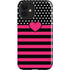 Polka Dots and Stripes Heart in Pink iPhone 12 Impact Case
