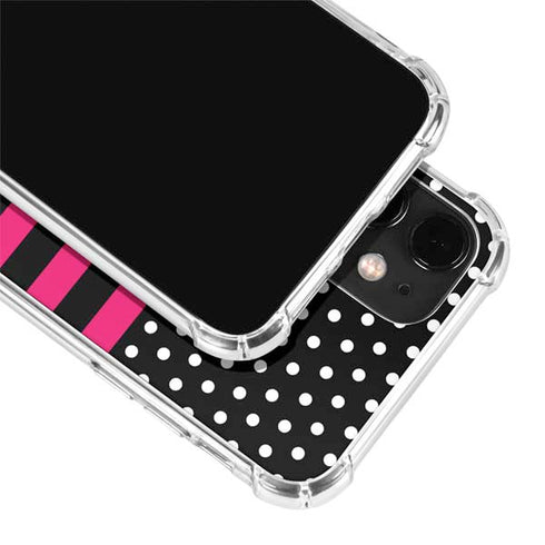 Polka Dots and Stripes Heart in Pink iPhone 12 Mini Clear Case