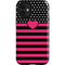 Polka Dots and Stripes Heart in Pink iPhone 12 Mini Impact Case